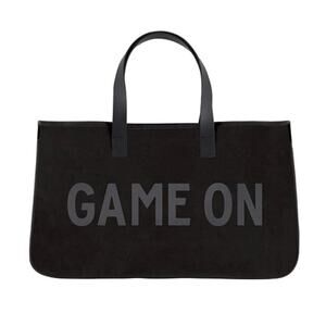 New Santa Barbara Design Studio Game On Black Canvas Tote Football 20”x11 Huge